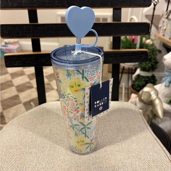 Roller Rabbit Other - Roller Rabbit Multicolor Tumbler with Blue Heart Straw Limited Edition- NWT